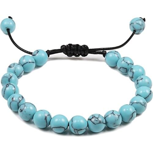 Natural Stone Tiger Eye Lava Beaded Bracelet Braided Rope Adjustable Black Matte Charm Healing Balance Bracelets For Men Women