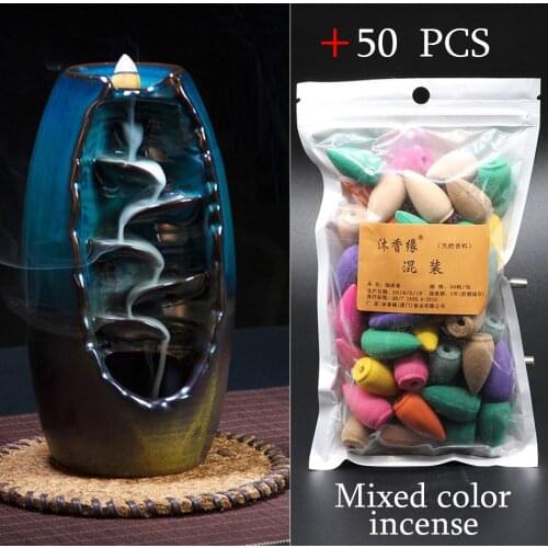 Drop shipping With 10Cones Free Gift Waterfall Incense Burner Ceramic Incense Holder,Option for Mixed Incense Cones