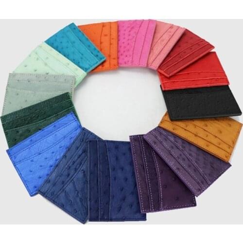 Customized High Quality Luxury Genuine Ostrich Leather Credit Card Holder Unisex Slim Card Wallet Case Men Coin Purse Holder