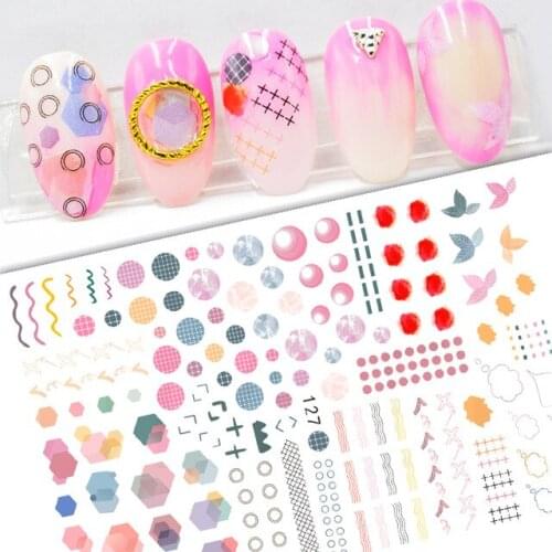 Grid Dot Line adhesive 3d nail sticker foil nails art decoration cute cartoon designs nail decals manicure supplies tool