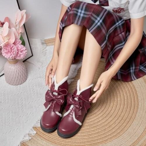 Korean version Spring and winter boots flat Martin boots British wind tie with large size ankle boots female boots