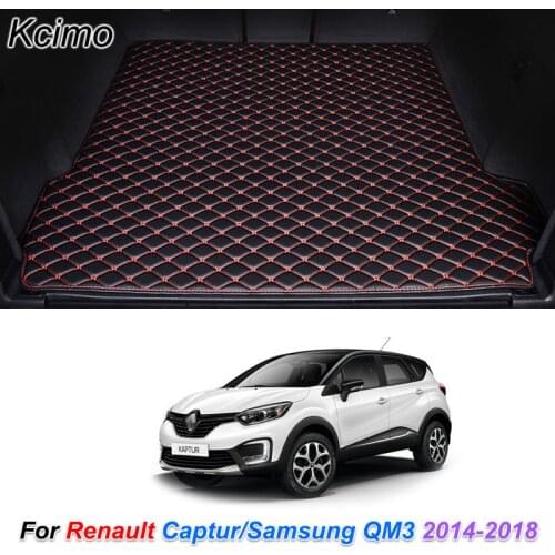 Leather Car Trunk Mat for Renault Captur 2014-2018 Samsung QM3 Cargo Liner Trunk Floor Pad Carpet Car Accessories