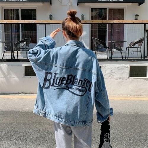 Spring Autumn Denim Jacket Womens Embroidery Loose Korean Oversized Fashion Streetwear Jacket Harajuku Clothes Outerwear Coats