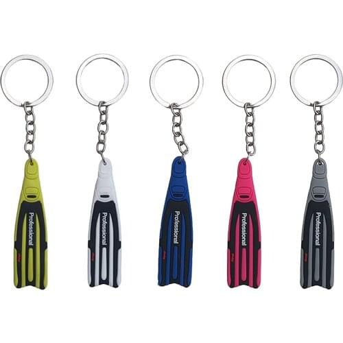 Diving Fin Key Chain With Steel Key For Divers Dive Fans Lover