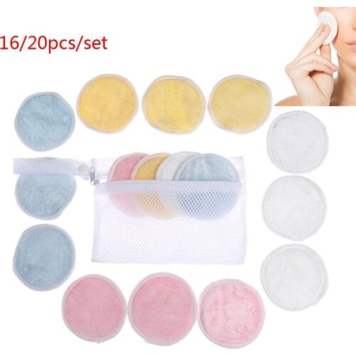 8/16/20pcs Reusable Cotton Pads Make up Facial Remover Double layer Wipe Pads Nail Art Cleaning Pads Washable with Laundry Bag