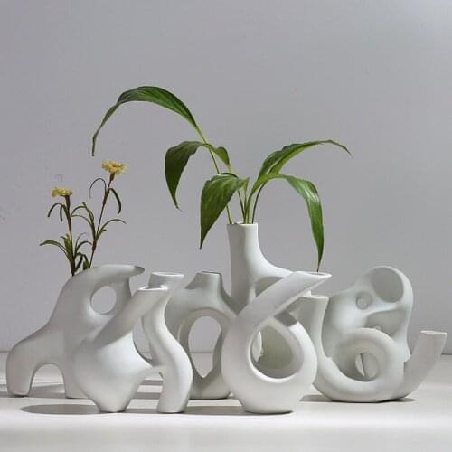 Multistyle Irregulate Art Vase Ceramic Flower Arrangement Home Decoration Art Vases Ornament Living Room Entrance Decor Crafts