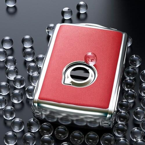 Fashion Pattern Leather Car Key Case Colorful Car Key Full Cover CNC Metal Protection Shell for Volvo S60 S90 XC40 XC60 XC90 V90