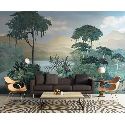 Bacal 3D Mural Background Wallpapers Abstract Woods Wallpaper Mural 3D Hand-painted lake wall paper Bedroom Living Room Decor