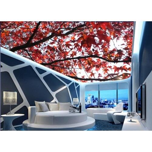 Custom 3d ceiling Maple leaves 3d wall murals ceiling Living Room Kitchen Bedroom photo 3 d wallpaper for walls ceiling