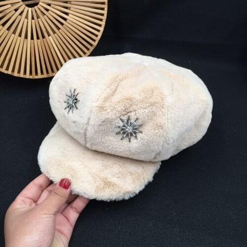 New winter warm fashion plush octagonal cap for women beret fashionable tide