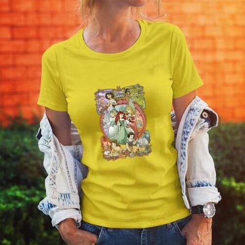 Summer New Products Cartoon Princess Female T Shirts Kawaii Short Sleeve Comfortable Fashion Women T-Shirts Harajuku Dropship