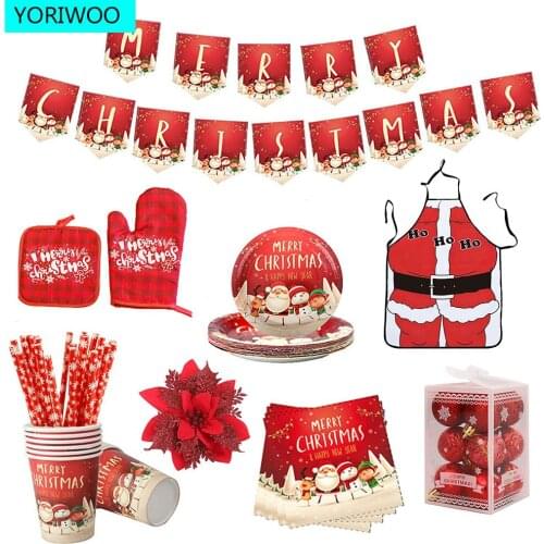 Navidad Disposable Party Tableware Merry Christmas Decorations For Home 2021 Xmas Tree Ornament Happy New Year Gift Noel Balloon