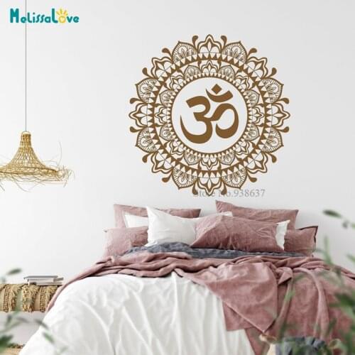 Om Mandala Flower Removable Wall Sticker Decal Bedroom Living Room Indian Meditation Decor Vinyl Wallpaper Mural BD614