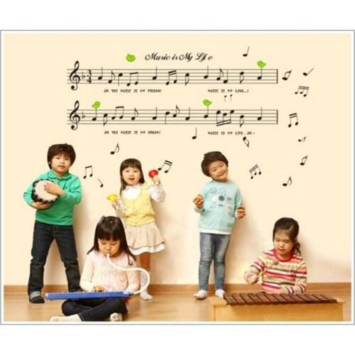 Wholesale Music Notes Children Kids Kindergarten Nursery Music Classroom Decoration Removable Wall Sticker Adesivo De Parede