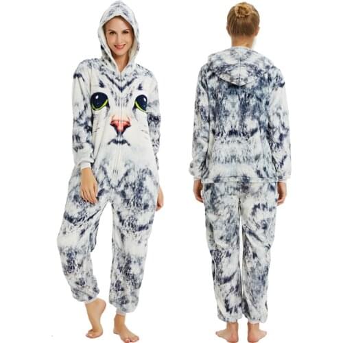 Women Unicorn Oneises Kigurumi Adults Animal Unicorn Pajamas Nightie Panda Cat Onesie For Women Jumpsuit Warm Hooded Sleepwear