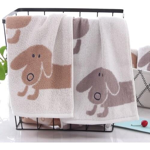 Baby Towel 34*72CMHome Daily Cartoon Cute Embroidered Dog Baby Towels Scarf Bath Stuff Cotton Baby Wash Towel Gift
