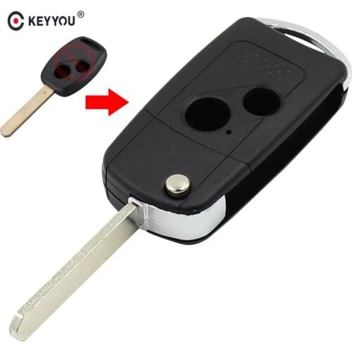 KEYYOU New Remote 2 Button Flip Folding Key Shell Case Cover For Honda CRV Accord Civic Fit 2B