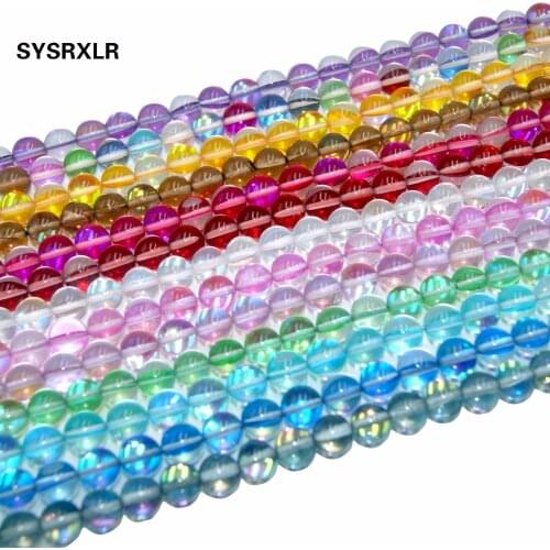 Top Quality Austria Crystal Synthesis Glitter Moon Stone Beads For Jewelry Making DIY Bracelet Necklace 6/8/10/12 MM Strand 15