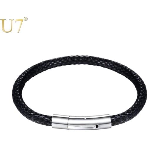 U7 Wax Rope Stainless Steel Accessories Bracelet Charms Bracelets & Bangles Punk Men Vintage Jewelry For Fathers Gift New H1062