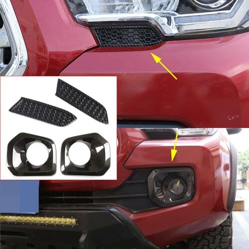 Carbon Fiber ABS Exterior Front Bumper Headlight Fog Light Lamp Cover Trim Fit For Toyota Tacoma 2016-2020 Car Accessories