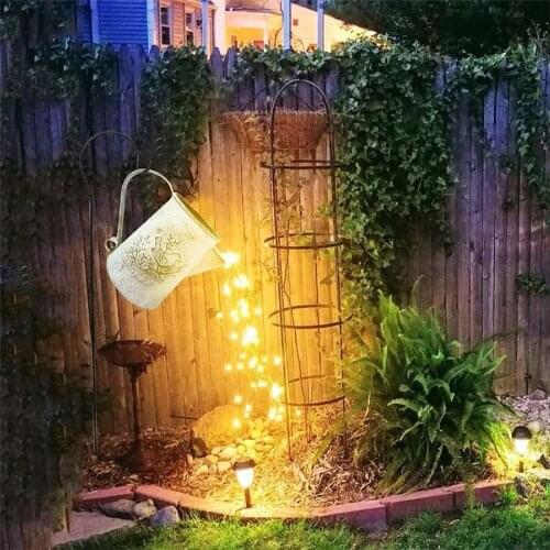 Outdoor Garden Watering Can Pathway Light AA Battery Powered Firefly Moon Tree Vines Fairy Light String For Backyard Patio Decor