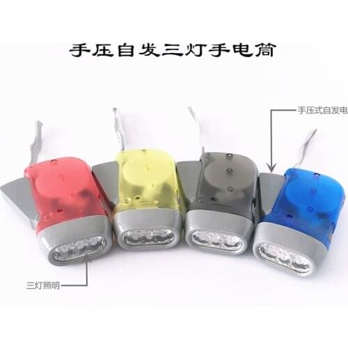 Outdoor self-power and self-rescue for survival of hand flashlight three lamp flashlight outdoor lighting mini flashlight