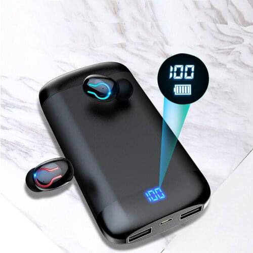 Wireless Bluetooth Earphone HD Stereo Earphone Sports Waterproof With Dual Mic and 6000mAh Battery Charge Case For Android IOS