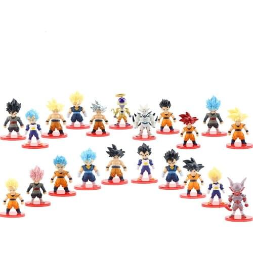 Japanese Anime Set 21 Pieces Anime Dragon Ball Z Model Doll Toy Gift Super Saiyan Goku Vegeta Trunk Demon Cloth Hot Collection