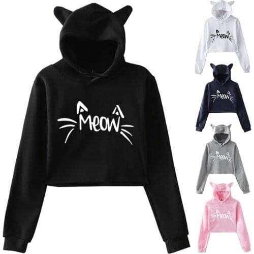Women Autumn Clothes Fashion Cropped Sweater Casual Harajuku Sweatshirts Crop Tops Hooded Hoodies