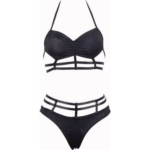 Female Erotic Lingerie Set Black Sexy Bra and Briefs Fantasy Bralette Panties Women Bikini Suit Swimwear Fetish Harness Costume