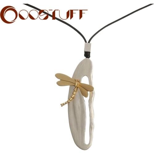 Vintage Gold Color Dragonfly Necklace for Women Costume Jewelry Suspension Pendant Kpop Unusual Thing 2021 Fashion Accessories