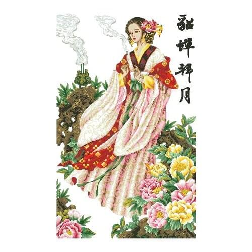 Gold Collection Beautiful Counted Cross Stitch Kit Chinese Beauty Woman Lady Girl Diao Chan Bai Yue dome
