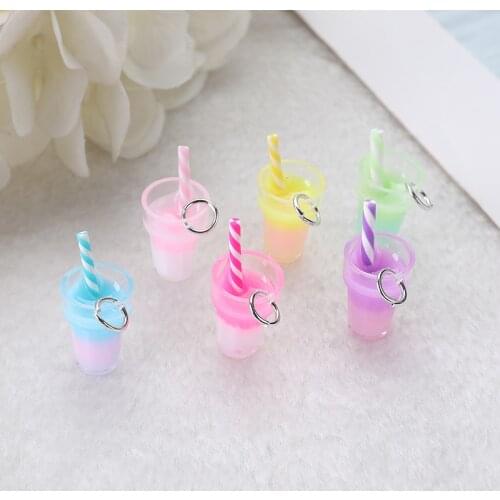 10Pcs Multicolors Summer Drinks Charms Juice Cup Crafts Earring Necklace Keychain Pendant DIY Making Accessories