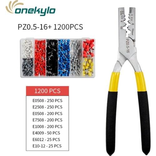 1200pcs Cable Wire Terminal Connector with Hand Ferrule Crimper Pliers Crimp Tool Kit Set 0.5-16 mm