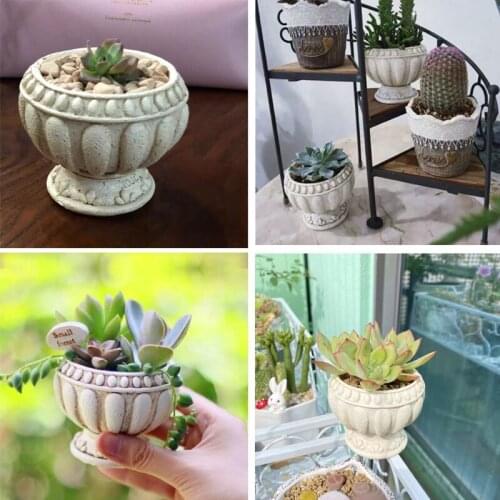 13MC Retro Flower Pot Epoxy Resin Silicone Mold 3D Roman Round Succulent Plant Planter Pot Mold Concrete Cement Plaster Molds
