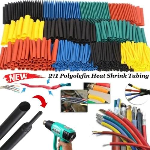 164Pcs 2:1 Polyolefin Shrinking Assorted Heat Shrink Tube Wrap Wire Cable Insulated Sleeving Tubing Set