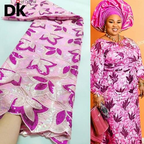 2.5 Yards Shiny Teal Gold French Lace African Mesh Tulle Fabric With Twisted Sequins Nigerian Dubai Celebration Church Fabric