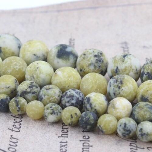 4/6/8/10mm Natural Matte Frosted Yellow Turquoises Stone Beads Round Loose Beads For Bracelet Jewellery Making 15inche