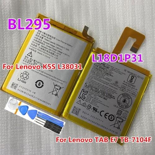 New High Quality BL295 / L18D1P31 Battery For Lenovo L38031 K5S K9 / TAB E7 TB-7104F Mobile Phone Batteries