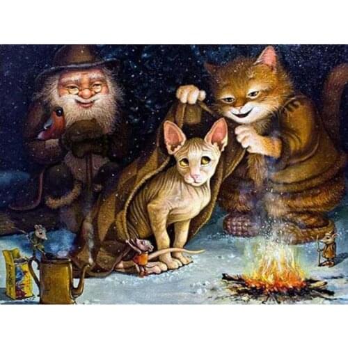 New 5D Diamond Embroidery Full Square/Round Cartoon Diamond Painting Cross Stitch Cats Diamond Mosaic Picture Of Rhinestone L633