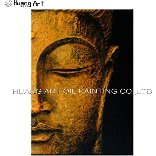 Free Shipping Best Wall Decoration Handmade Buddha Portrait Painting On Canvas Hand-painted Abstract Modern Half Buddha Face Art