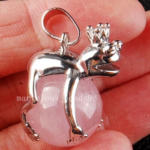 Free Shipping Fashion Jewelry 20x23mm Fashion Pink Crystal Frog Ball Round Pendant Bead MC3708