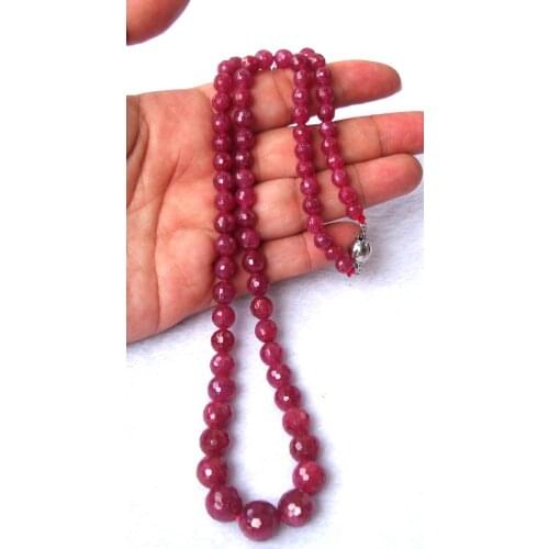 Free Shipping Natural Ruby Faceted Round Beads Necklace Women Jewelry Accessories Weddings Parties Birthday Gift
