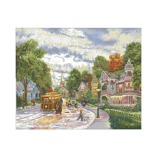 Bucilla_43963 Romantic Street Needlework,For Embroidery,DIY 14CT Unprinted Arts Cross stitch kits Set Cross-Stitching