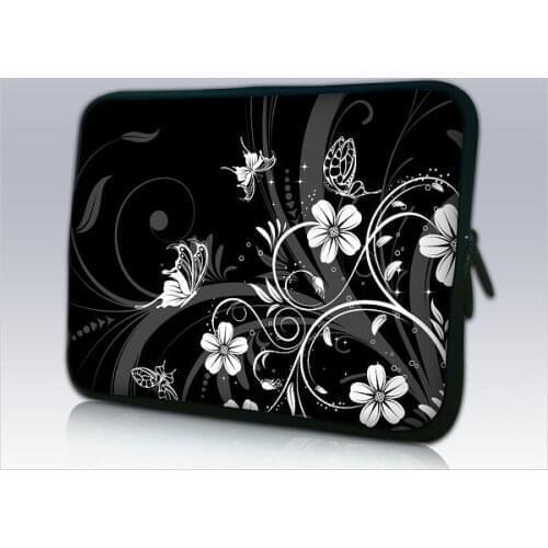 Black Flower Laptop Bag For Samsung Huawei T5 Lenovo TAB E10 M10 P10 10.1 10.2 10 9.7 Inch Tablet PC Case 7 13 12 15 14 17 11.6