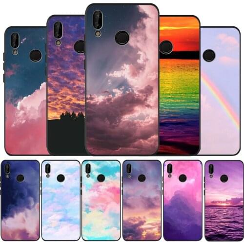 Sky colorful black Silicone soft Phone Case for huawei P40 P30 P20 P10 Pro P9 Lite Psmart 2019 Y6 Y9 cover