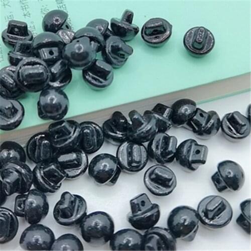 200pcs 10mm Black Buttons Plastic For Scrapbooking Half-Pearl Shank Buttons Animal Eyes For Toys DIY Hand Clothing Sewing