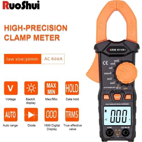 Digital Clamp Meter AC DC Multimeter Pinza Amperimetrica Auto Range True RMS High Precision Capacitance NCV Ohm MAX/MIN Tester