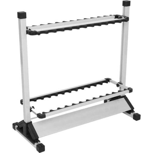 Fishing Rod Holder Rack Titanium Alloy Fishing Rod Stand 24 Slots Alloy Metallic Silver with Black Rack Fishing Tackle Tools