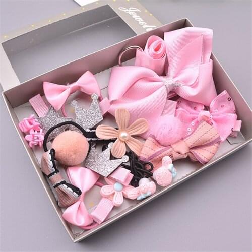 17 PCS Baby Headdress Set Girl Headband Baby Supplies Bow Knot Hairpin Hair Accessories Hair Rope Headwear Hair Clip Crown